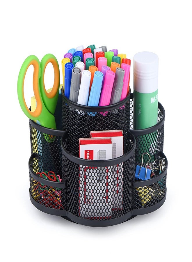 Topwey Pen Holder for Desk, 360 Rotating Pencil Holder, Cup Holder for Desk Office, Desk Organizers and Accessories in Black - Image 1